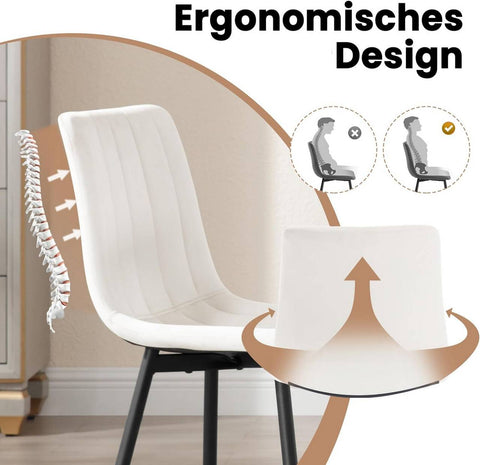 Rootz fluwelen eetkamerstoelen - elegante zitplaatsen - comfortabele stoelen - schuim met hoge dichtheid - ergonomisch ontwerp - antislipeigenschappen - 44 cm x 80,5 cm x 50,5 cm