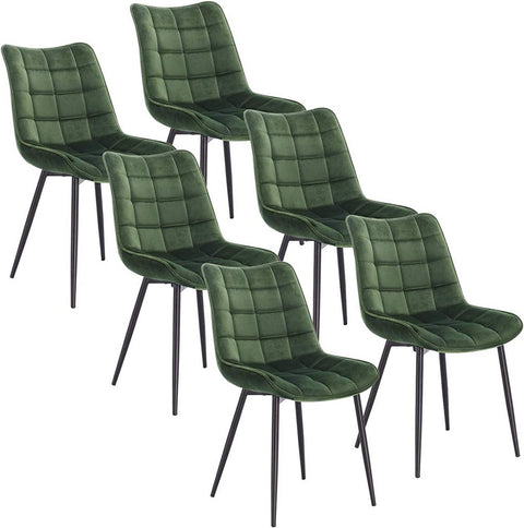 Rootz Set of 6 Dining Chairs - Velvet Upholstered - Metal Frame - Comfortable, Durable, Ergonomic - 46cm x 40.5cm x 85.5cm