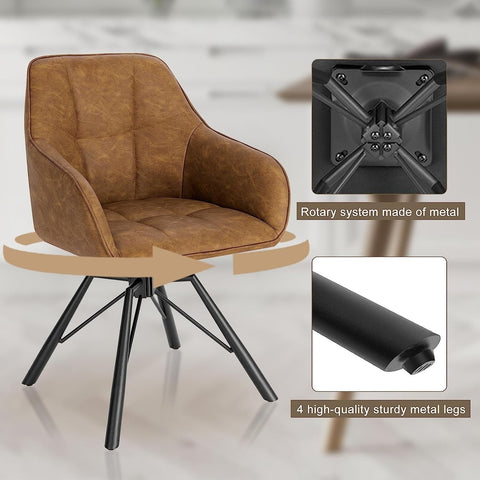 Rootz Rotating Dining Room Chairs - Swivel Chairs - Comfortable Chairs - Velvet Upholstery - Ergonomic Design - Durable Construction - 58.5cm x 82.5cm x 54.5cm
