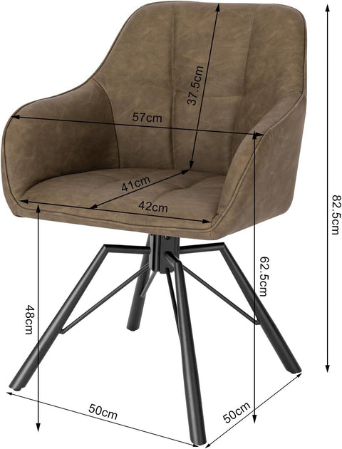 Rootz Swivel Dining Chair - Rotating Chair - Office Chair - Ergonomic Design - Comfortable Seating - Durable Construction - 58.5cm x 82.5cm x 54.5cm