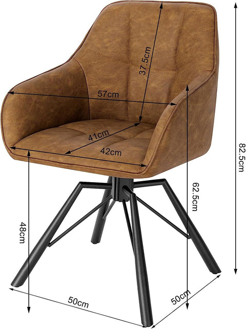 Rootz Rotating Dining Chairs Set of 4 - Swivel Chairs - Armchairs - Ergonomic Design - Comfortable Seating - Sturdy Build - 58.5cm x 82.5cm x 54.5cm - Light Brown