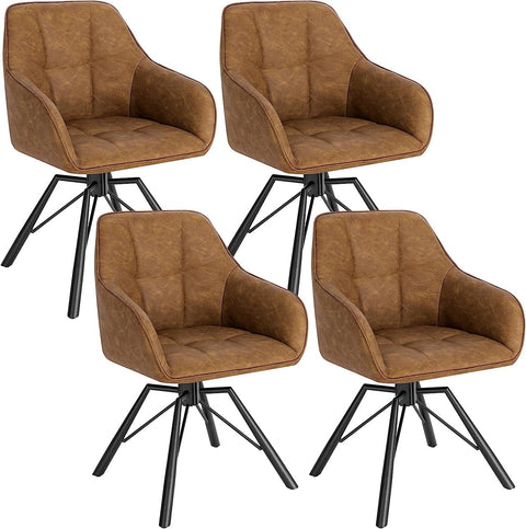 Rootz Rotating Dining Chairs Set of 4 - Swivel Chairs - Armchairs - Ergonomic Design - Comfortable Seating - Sturdy Build - 58.5cm x 82.5cm x 54.5cm - Light Brown