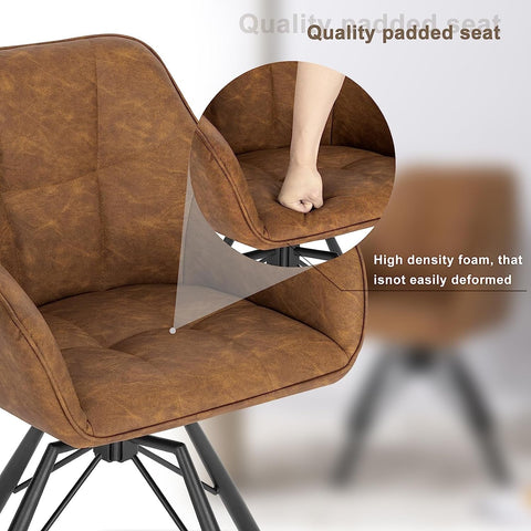 Rootz Rotating Dining Chairs Set of 4 - Swivel Chairs - Armchairs - Ergonomic Design - Comfortable Seating - Sturdy Build - 58.5cm x 82.5cm x 54.5cm - Light Brown