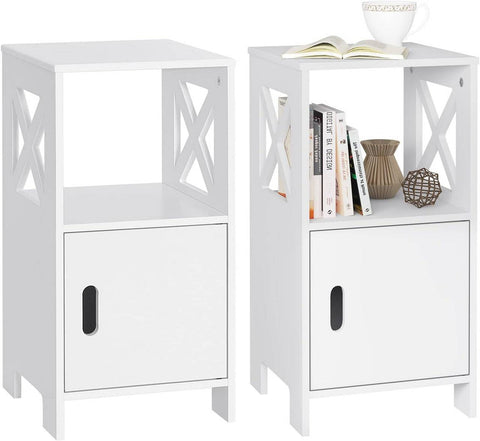 Rootz Small Bedside Table - Nightstand - Side Table - White Scandinavian Design - Spacious Storage - 30cm x 60cm x 30cm