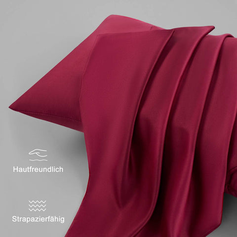 Rootz 2 Set Satin Pillow Cover - Silky Pillowcase - Soft Satin Cover - Hair Protection - Red 40x40 cm