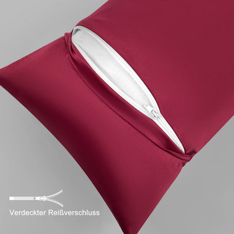 Rootz 2 Set Satin Pillow Cover - Silky Pillowcase - Soft Pillow Cover - Hair Care Benefits - 80x80 cm Red