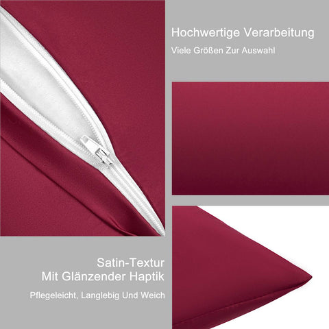 Rootz 2 Set Satin Pillow Covers - Soft Satin Pillowcases - Silky Bed Pillow Covers - Reduces Hair Friction - 40x80 cm