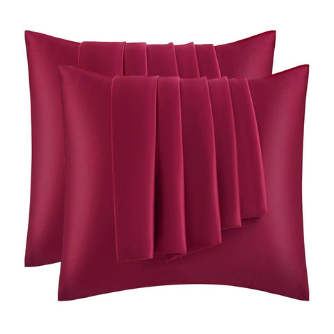 Rootz 2 Set Satin Pillow Cover - Silky Pillowcase - Soft Pillow Cover - Hair Care Benefits - 80x80 cm Red