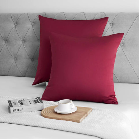 Rootz 2 Set Satin Pillow Cover - Silky Pillowcase - Soft Pillow Cover - Hair Care Benefits - 80x80 cm Red