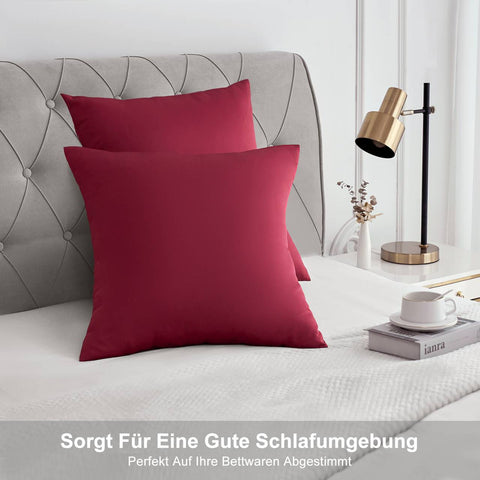 Rootz 2 Set Satin Pillow Cover - Silky Pillowcase - Soft Pillow Cover - Hair Care Benefits - 80x80 cm Red