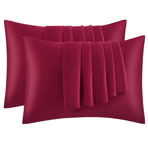 Rootz 2 Set Satin Pillow Cover - Soft Silky Pillowcase - Haircare Bedding - Anti-Wrinkle - 50x70 cm Red