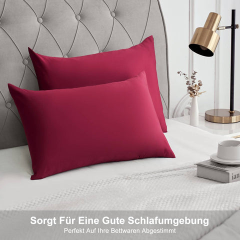 Rootz 2 Set Satin Pillow Cover - Soft Silky Pillowcase - Haircare Bedding - Anti-Wrinkle - 50x70 cm Red