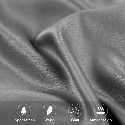 Rootz Satin Pillow Cover Set - Silky Pillowcase - Soft Cushion Covers - Hair Care Benefits - Grey 40x40cm