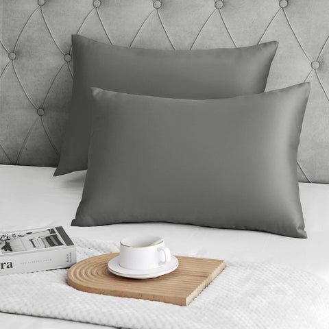 Rootz 2 Set Satin Pillow Covers - Soft Pillow Covers - Silky Pillowcases - Hair Care - 40x60 cm - Elegant Grey with Zipper