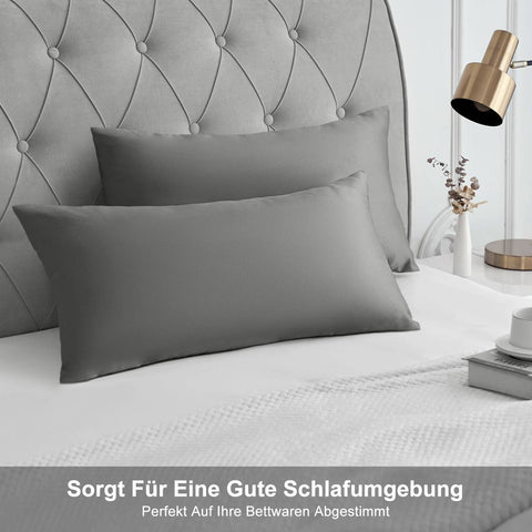 Rootz 2 Set Satin Pillow Cover - Soft Pillowcase - Silky with Zipper - Enhances Hair Care - Grey 40 x 80 cm