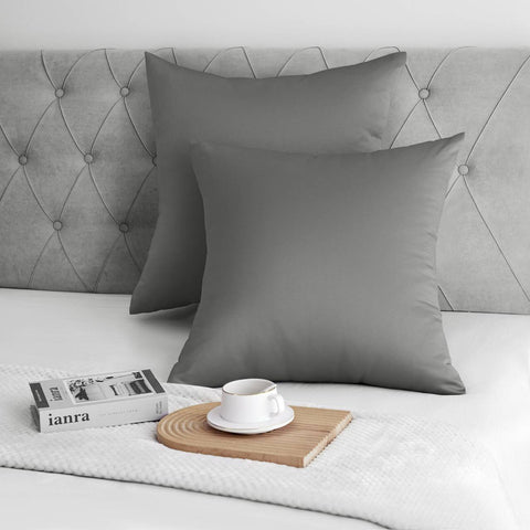 Rootz 2 Set Satin Pillow Covers - Silky Pillowcase - Soft Cushion Cover - Hair Care Benefits - Grey 80x80 cm