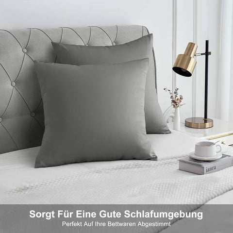 Rootz 2 Set Satin Pillow Covers - Silky Pillowcase - Soft Cushion Cover - Hair Care Benefits - Grey 80x80 cm