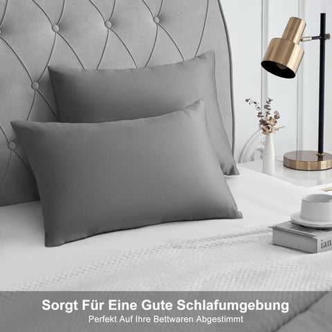 Rootz 2 Piece Satin Pillow Cover Set - Soft Pillow Cover - Grey Pillowcase - Skin Protection - 50x70 cm