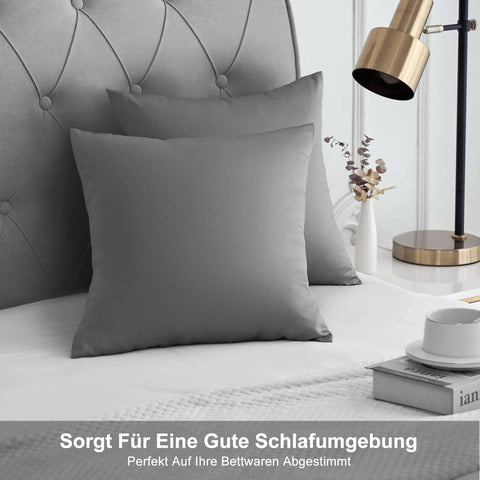 Rootz Satin Pillow Cover Set - Silky Pillowcase - Soft Cushion Covers - Hair Care Benefits - Grey 40x40cm