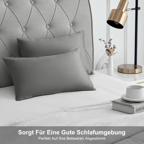 Rootz 2 Piece Set Satin Pillow Covers - Silky Pillow Cases - Soft Pillow Covers - Hair Care - Grey 30x50 cm