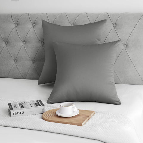 Rootz 2 Set Satin Pillow Cover - Soft Silky Covers - Breathable Hair Care - 65x65cm Grey with Zipper