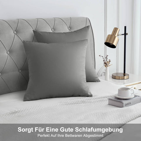 Rootz 2 Set Satin Pillow Cover - Soft Silky Covers - Breathable Hair Care - 65x65cm Grey with Zipper