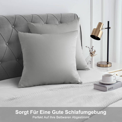 Rootz 2 Set Gray Satin Pillow Covers - Silky Pillowcases - Soft Cushion Covers - Hair Care Benefit - 80x80 cm with Hidden Zipper