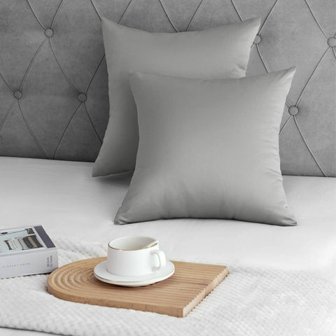 Rootz 2 Piece Set Satin Pillow Cover - Soft Pillow Case - Silky Grey Zippered - Protects Hair and Skin - 40x40 cm