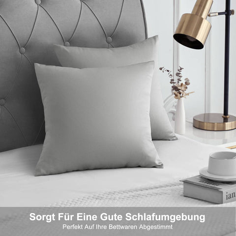 Rootz 2 Piece Set Satin Pillow Cover - Soft Pillow Case - Silky Grey Zippered - Protects Hair and Skin - 40x40 cm