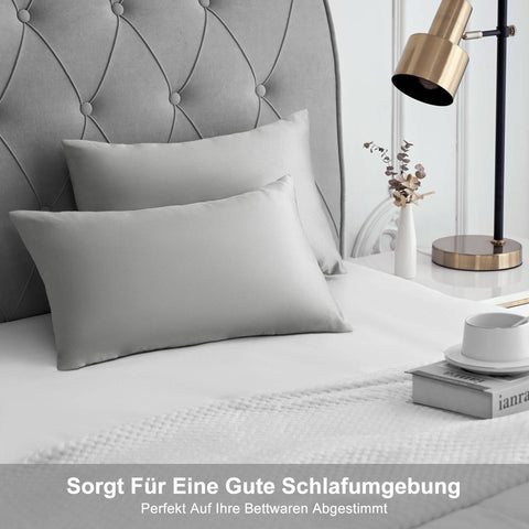 Rootz 2 Set Satin Pillow Cover - Silky Pillow Case - Soft Pillow Protector - Hair Care - Grey 30x50cm