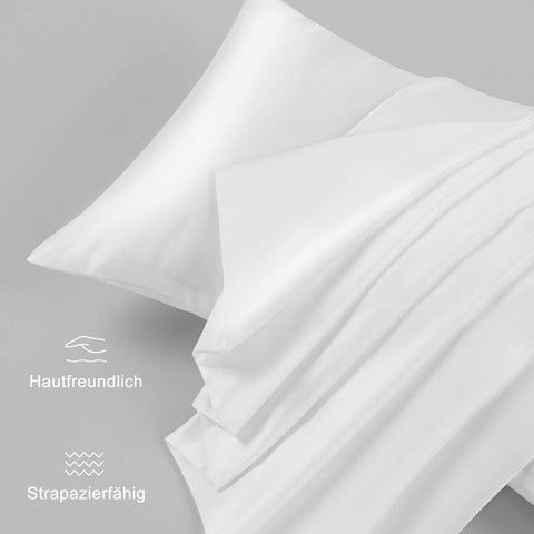 Rootz 2 Set Satin Pillow Covers - Silky Soft - Smooth Sleep - Hair Care - White 30x50 cm - Zipper - Wrinkle-Free