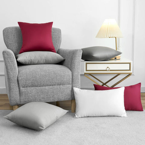 Rootz 2 Piece Set Satin Pillow Covers - Silky Pillow Cases - Soft Pillow Covers - Hair Care - Grey 30x50 cm