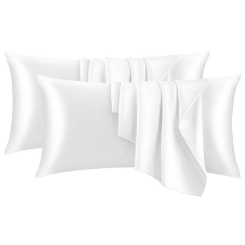 Rootz 2 Set Satin Pillow Cover - Soft Pillowcase - Silky Cushion Cover - Enhances Hair Care - White 40x80 cm