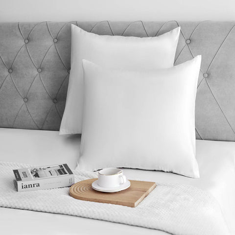 Rootz 2 Set Satin Pillow Cover - Soft Pillowcase - Silky with Zipper - Enhances Hair Care - White 80x80 cm