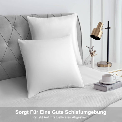 Rootz 2 Set Satin Pillow Cover - Soft Pillowcase - Silky with Zipper - Enhances Hair Care - White 80x80 cm