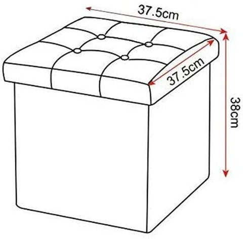 Rootz Storage Stool - Foldable Ottoman - Comfortable Seating - 37.5cm x 38cm x 37.5cm - Brown/Cream White/Dark Gray/Light Gray