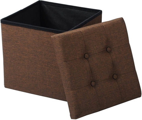 Rootz Storage Stool - Foldable Ottoman - Comfortable Seating - 37.5cm x 38cm x 37.5cm - Brown/Cream White/Dark Gray/Light Gray