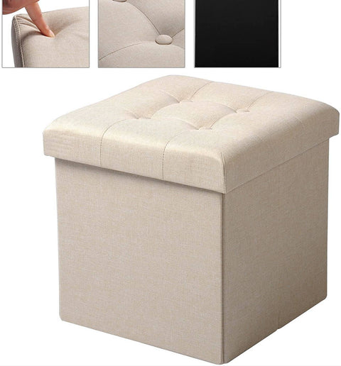 Rootz Foldable Ottoman Stool Set - Storage Chest - Portable Bench - Sturdy & Durable - 37.5cm x 38cm x 37.5cm