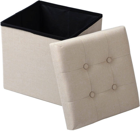 Rootz Foldable Ottoman Stool Set - Storage Chest - Portable Bench - Sturdy & Durable - 37.5cm x 38cm x 37.5cm