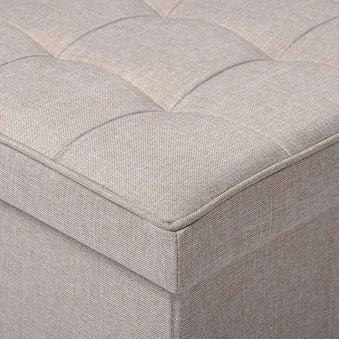 Rootz Foldable Storage Stools - Ottoman Stools - Space-Saving Furniture - Linen Material - 37.5cm x 37.5cm x 38cm