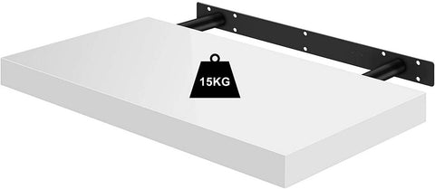 Rootz 2 Set Wall Shelves - Floating Shelves - Wood Boards - Moisture-Resistant - 60x22.9x3.8cm - High Gloss White Finish