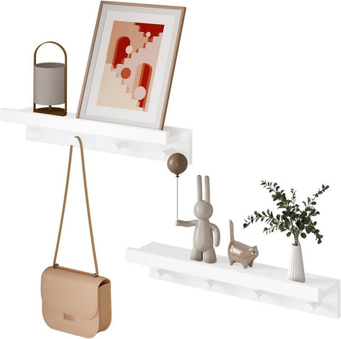 Rootz Baroque Style Wall Shelf Set - White Floating Shelf - Wall Mounted Shelves - MDF - Storage & Display - 51cm x 12cm x 10cm