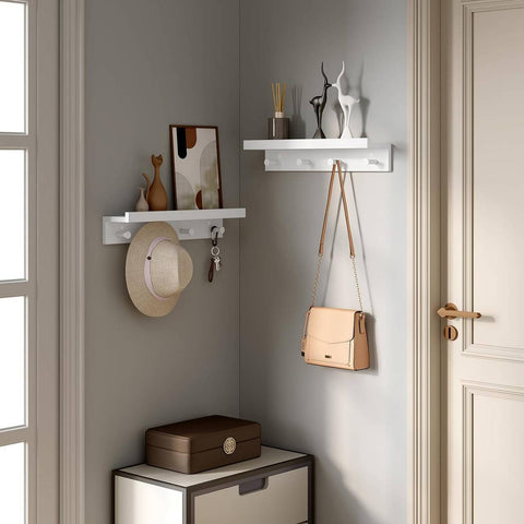 Rootz Baroque Style Wall Shelf Set - White Floating Shelf - Wall Mounted Shelves - MDF - Storage & Display - 51cm x 12cm x 10cm