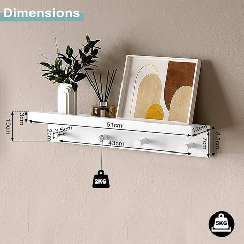 Rootz Baroque Style Wall Shelf Set - White Floating Shelf - Wall Mounted Shelves - MDF - Storage & Display - 51cm x 12cm x 10cm