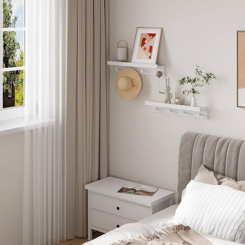 Rootz Baroque Style Wall Shelf Set - White Floating Shelf - Wall Mounted Shelves - MDF - Storage & Display - 51cm x 12cm x 10cm