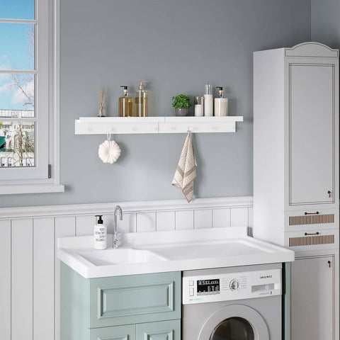 Rootz Baroque Style Wall Shelf Set - White Floating Shelf - Wall Mounted Shelves - MDF - Storage & Display - 51cm x 12cm x 10cm