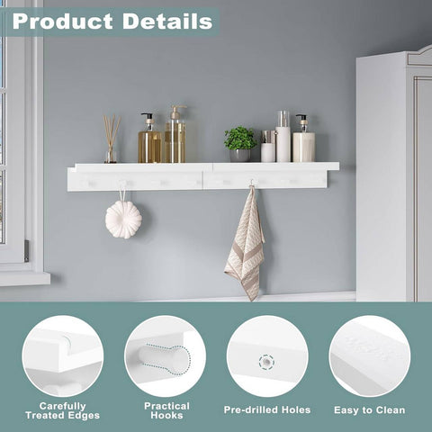 Rootz Baroque Style Wall Shelf Set - White Floating Shelf - Wall Mounted Shelves - MDF - Storage & Display - 51cm x 12cm x 10cm