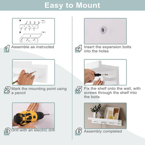 Rootz Baroque Style Wall Shelf Set - White Floating Shelf - Wall Mounted Shelves - MDF - Storage & Display - 51cm x 12cm x 10cm