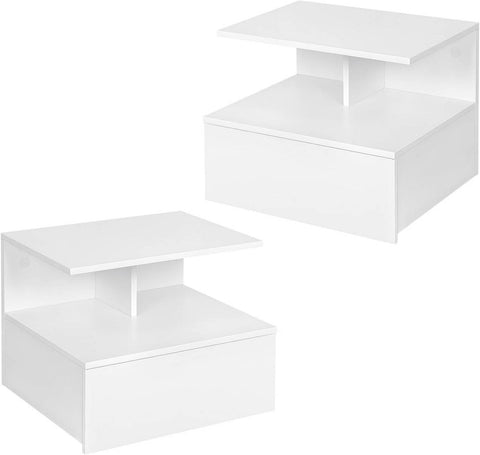 Rootz Wall-Mounted Bedside Table - Floating Nightstand - Scandinavian Side Table - E1 Wood Material - 40cm x 31cm x 35cm