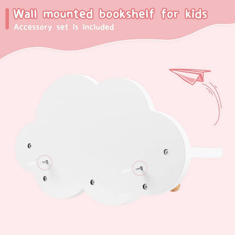 Rootz Cloud Kids Wall Shelf - Children's Floating Shelf - Cute Wall Decor - E1 MDF - 36cm x 12cm x 20.5cm